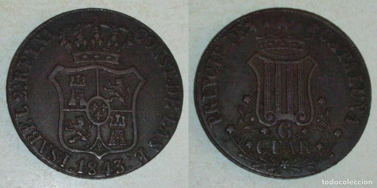 Monedas de Espa&ntilde;a: 6 Cuartos 1843 Catalu&ntilde;a - Foto 1
