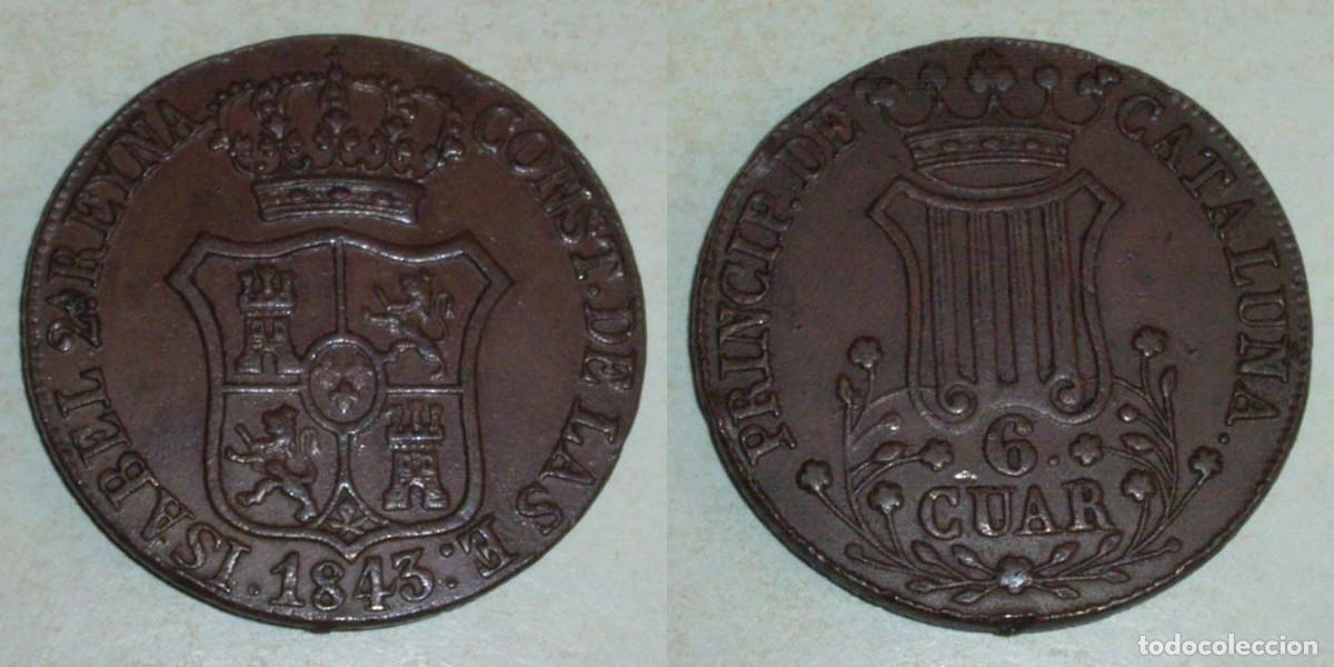 Monedas de Espa&ntilde;a: 6 Cuartos 1843 Catalu&ntilde;a - Foto 1
