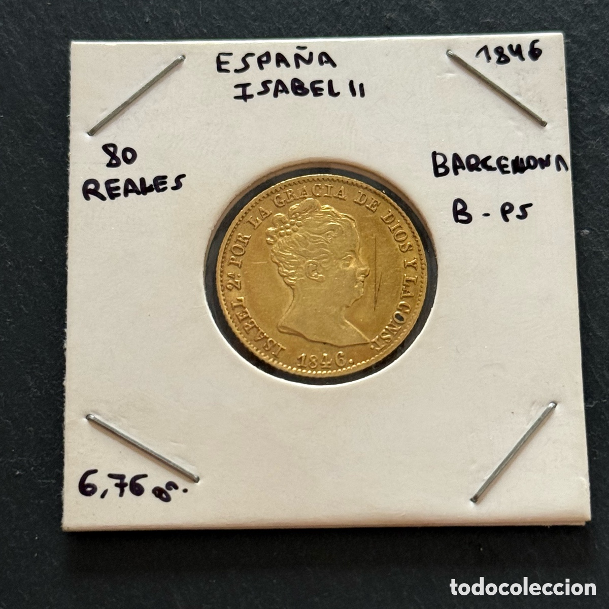 Monedas de Espa&ntilde;a: Oro - ISABEL II - 80 Reales - 1846 - Barcelona B.P.S