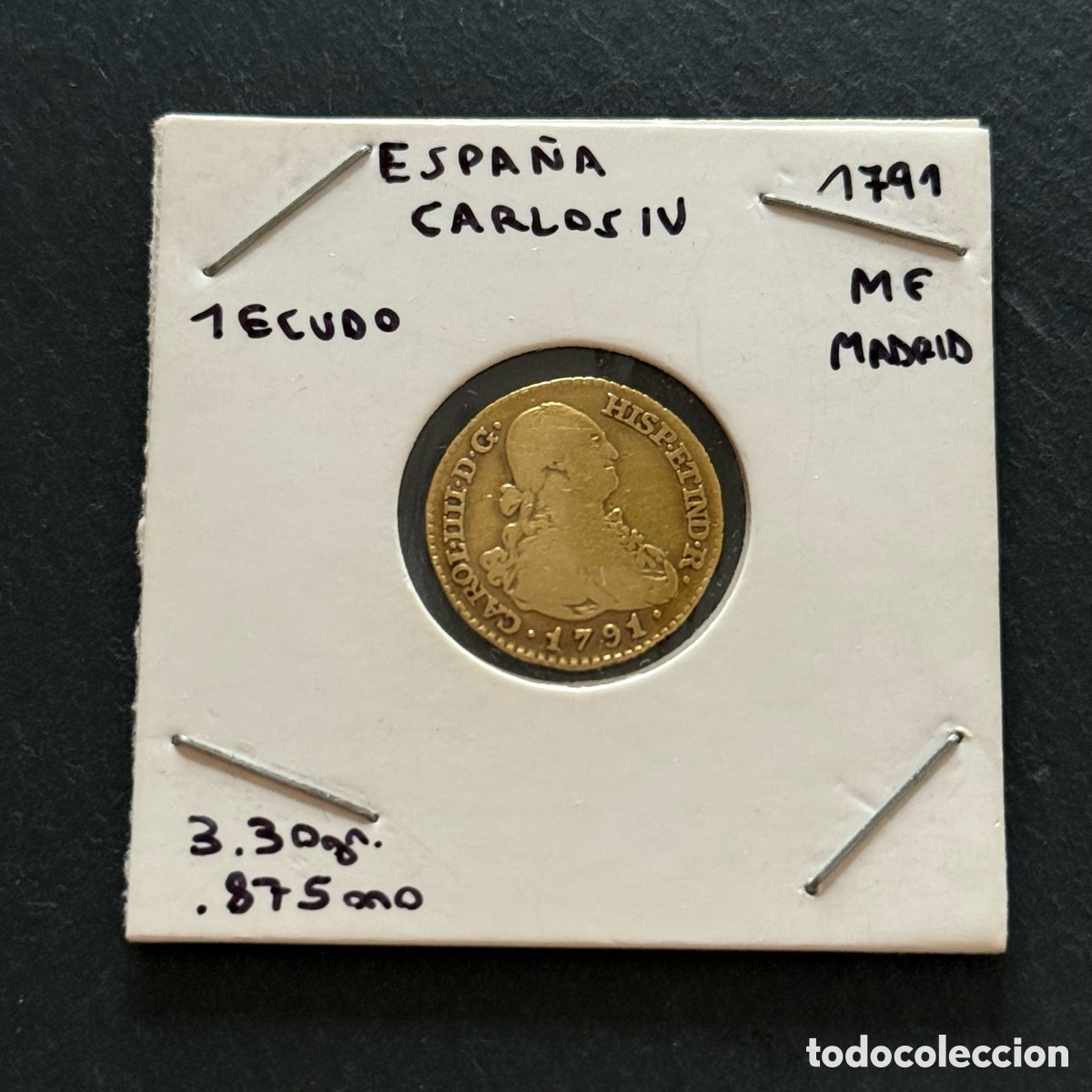 Monedas de Espa&ntilde;a: Oro - Carlos IV - 1 Escudo 1791 - Madrid - M F