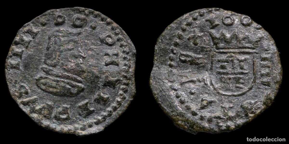Moedas de Espanha: 166?, 4 Maravedis Philips IV, Trujillo Mint - 16 mm / 0,96 gr.