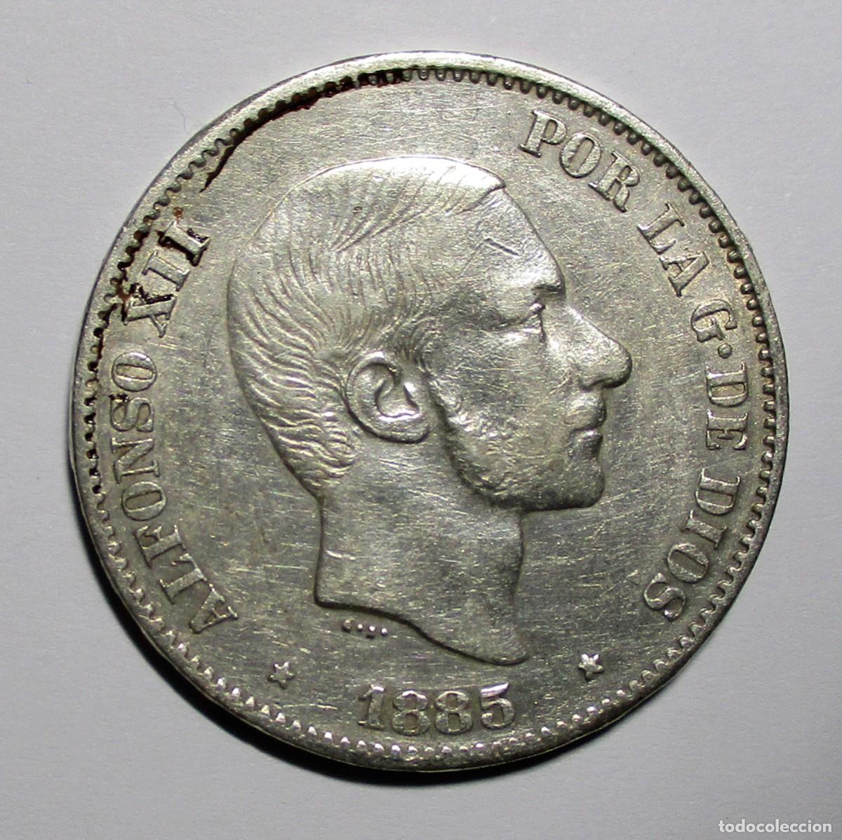 Monedas de Espa&ntilde;a: ALFONSO XII, 1885. MONEDA DE 50 CENTAVOS DE PESO DE LA CECA DE MANILA (FILIPINAS). LOTE 5722