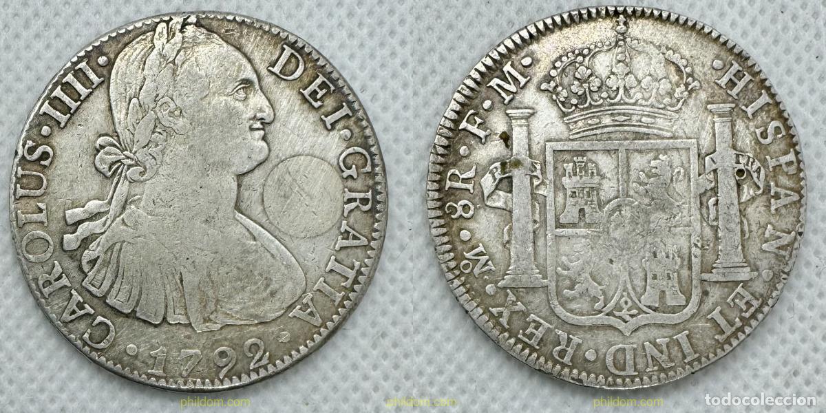Monedas de Espa&ntilde;a: 3904 ESPA&Ntilde;A 1792 CARLOS IV 8 REALES 1792 FM MEXIO