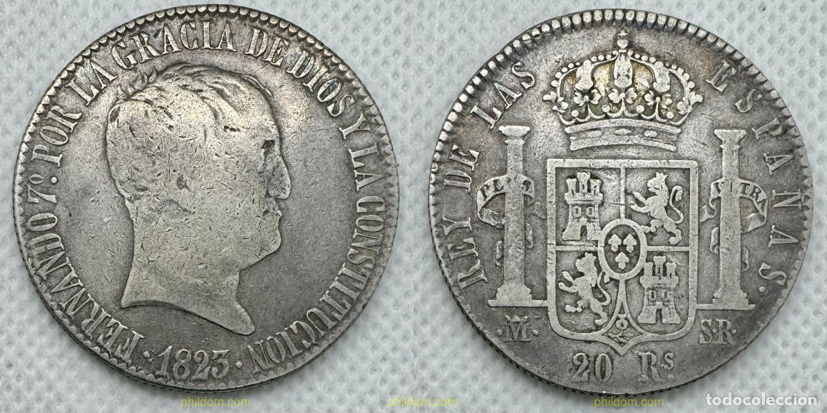 Monedas de Espa&ntilde;a: 3902 ESPA&Ntilde;A 1823 FERNANDO VII 20 REALES 1823 MADRID SR