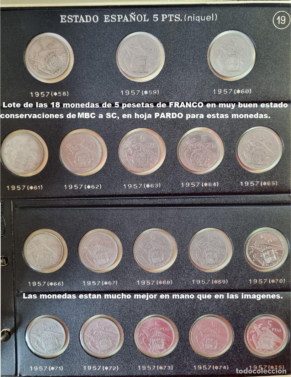Monedas de Espa&ntilde;a: ESPA&Ntilde;A ESTADO ESPA&Ntilde;OL FRANCO. LOTE DE LAS 18 MONEDAS DE 5 PESETAS DE FRANCO desde 1958 AL 1975.