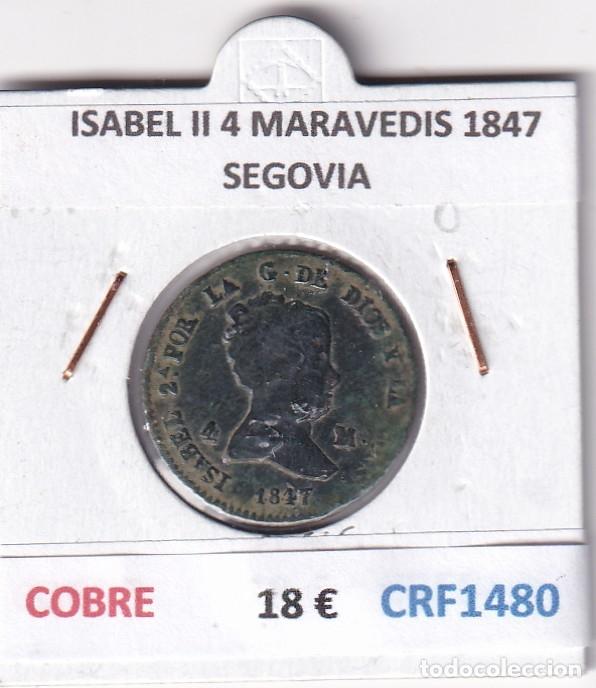 Coins of Spain: CRF1480 MONEDA ESPA&Ntilde;A ISABEL II 4 MARAVEDIS 1847 SEGOVIA COBRE
