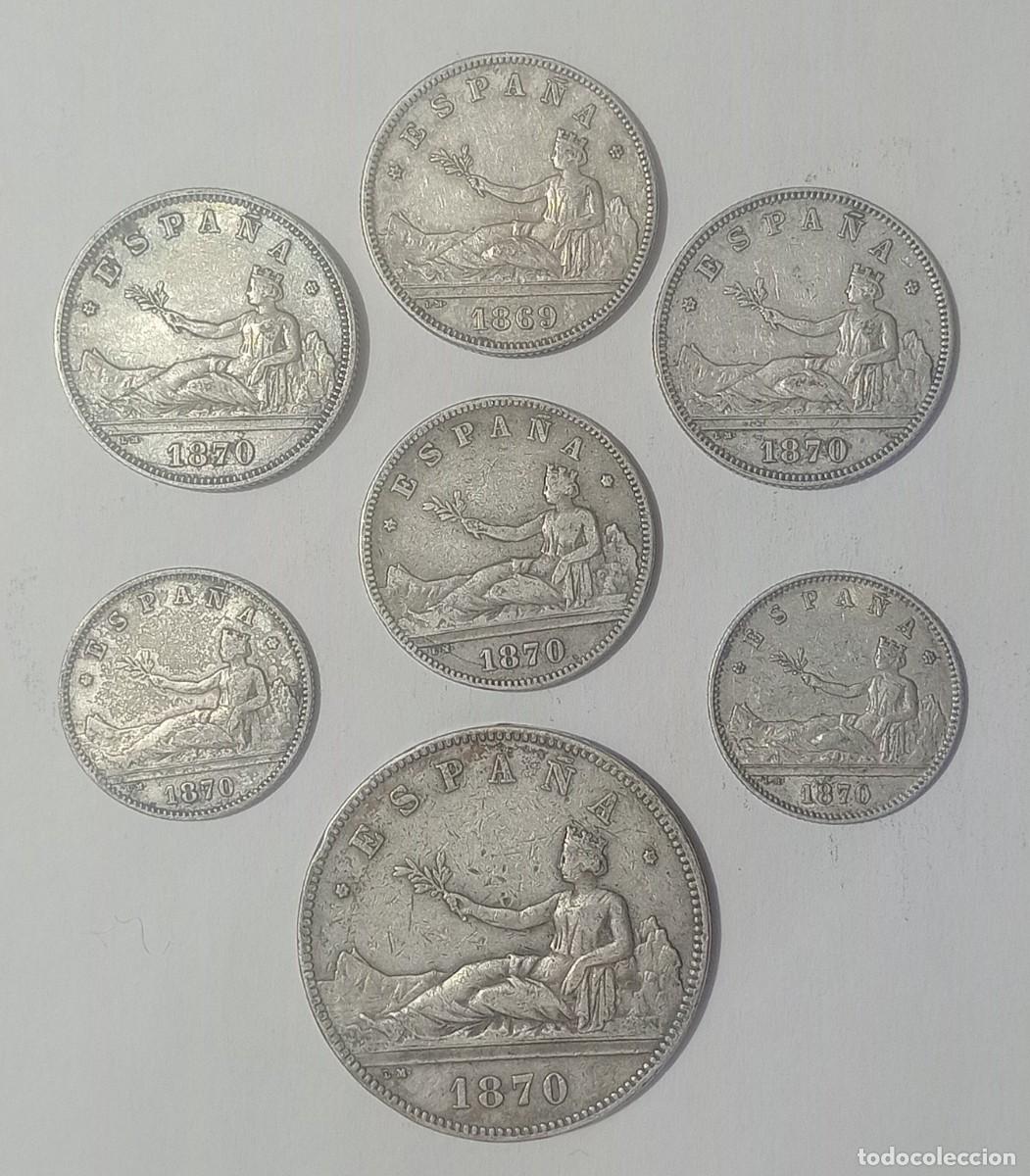 Monete da Spagna: PRIMERA REPUBLICA - LOTE DE 7 MONEDAS DE PLATA - DISTINTOS VALORES - NEGOCIABLE -