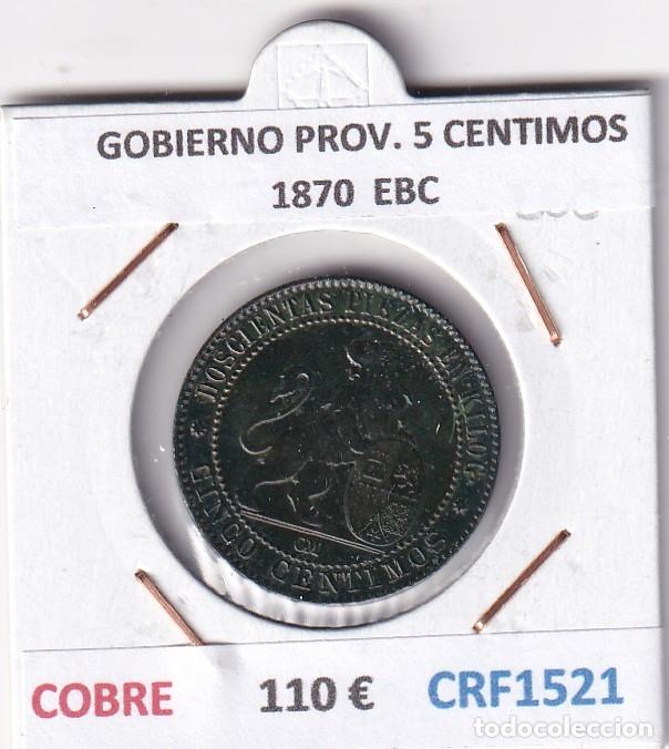 Monete da Spagna: CRF1521 MONEDA ESPA&Ntilde;A GOBIERNO PROVISIONAL 5 CENTIMOS 1870 COBRE EBC