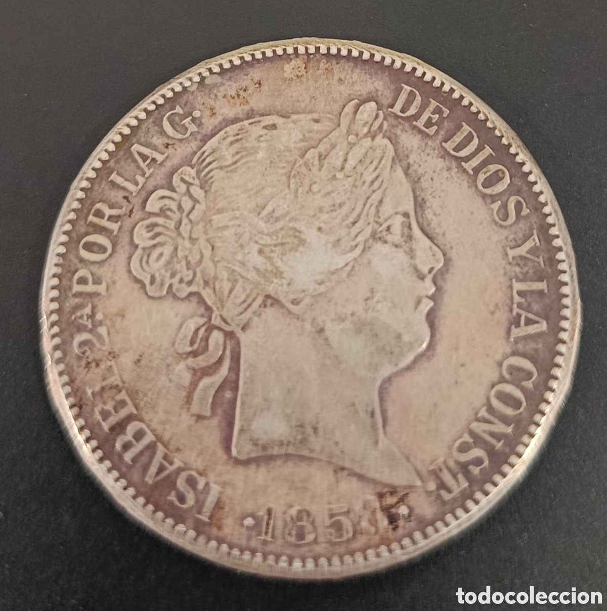 Monete da Spagna: MONEDA DE 20 REALES DE 1858 FALSA DE &Eacute;POCA EN PLATA