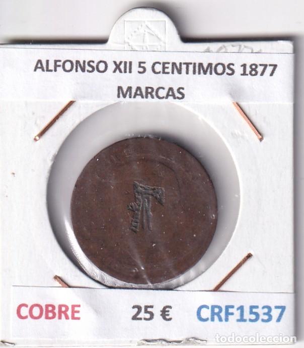 Monedas de Espa&ntilde;a: CRF1537 MONEDA ESPA&Ntilde;A ALFONSO XII 5 CENTIMOS 1877 COBRE MARCAS