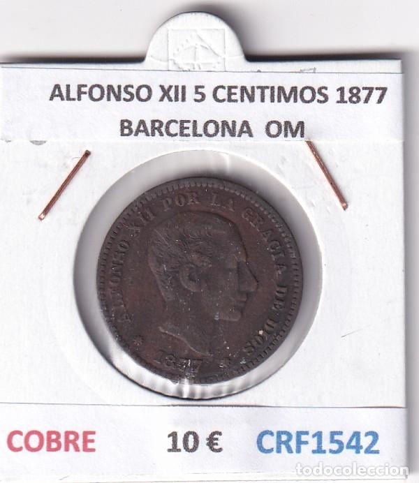 Monete da Spagna: CRF1542 MONEDA ESPA&Ntilde;A ALFONSO XII 5 CENTIMOS 1877 BARCELONA COBRE OM