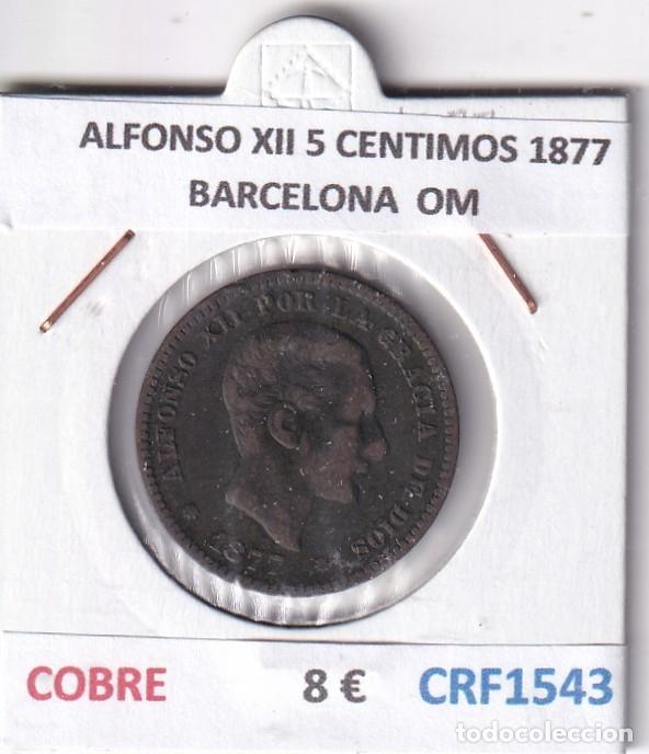 Monete da Spagna: CRF1543 MONEDA ESPA&Ntilde;A ALFONSO XII 5 CENTIMOS 1877 BARCELONA COBRE OM