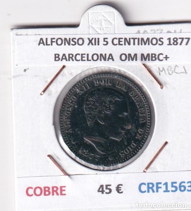 Monete da Spagna: CRF1563 MONEDA ESPA&Ntilde;A ALFONSO XII 5 CENTIMOS 1877 BARCELONA COBRE OM MBC+