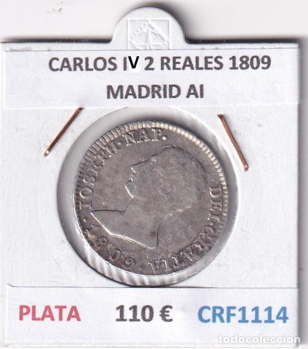 Monedas de Espa&ntilde;a: CRF1114 MONEDA ESPA&Ntilde;A CARLOS IV 2 REALES 1809 MADRID AI PLATA