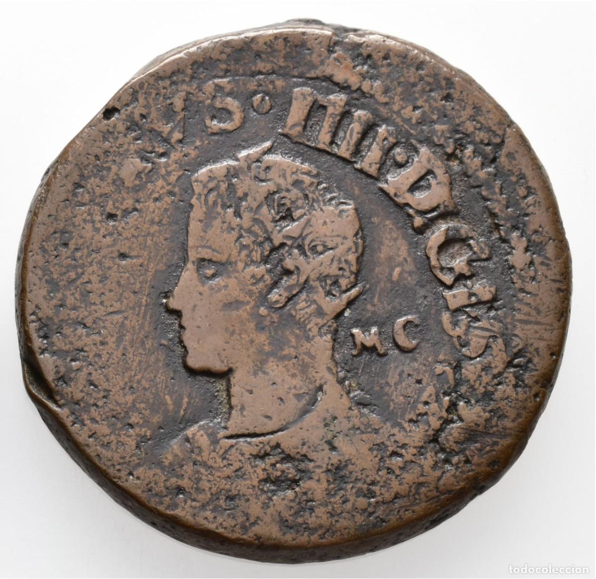 Monedas de Espa&ntilde;a: SC-Spain. Felipe IV. 1 Pubblica 1622/1623. N&aacute;poles. Cobre 19,1 g. Escasa