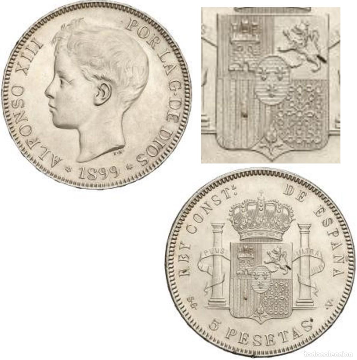 Monedas de Espa&ntilde;a: Compartir *GUTSE*762-ALFONSO XIII, 5 PESETAS 1899*18-99, MADRID SG V, B.O., SIN CIRCULAR.