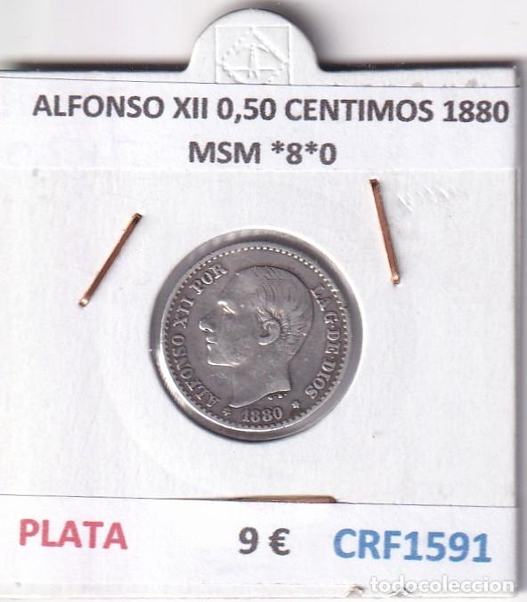 Moedas de Espanha: CRF1591 MONEDA ESPA&Ntilde;A ALFONSO XII 0,50 CENTIMOS 1880 MSM *8*0 PLATA