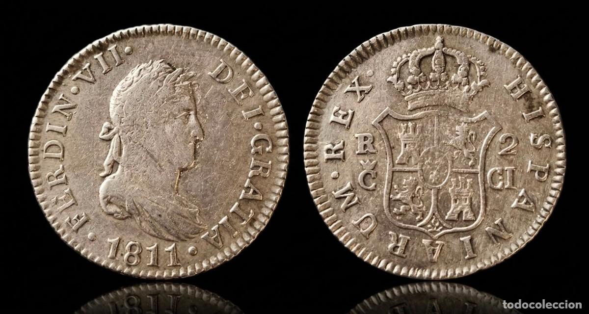 Monedas de Espa&ntilde;a: Espa&ntilde;a Fernando VII - 2 Reales 1811 CI C&aacute;diz Km 460.1 Plata