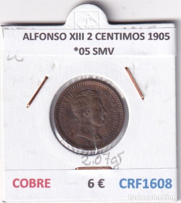 Monedas de Espa&ntilde;a: CRF1608 MONEDA ESPA&Ntilde;A ALFONSO XIII 2 CENTIMOS 1905 *05 SMV COBRE