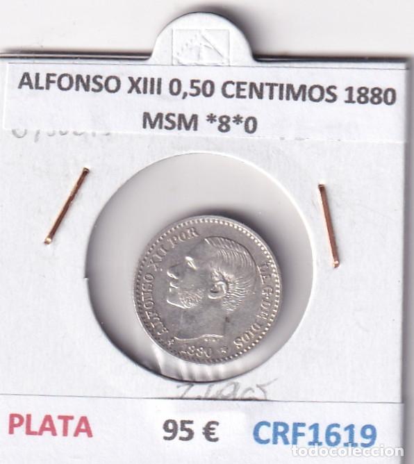 Monedas de Espa&ntilde;a: CRF1619 MONEDA ESPA&Ntilde;A ALFONSO XIII 0,50 CENTIMOS 1880 MSM *8*0 PLATA