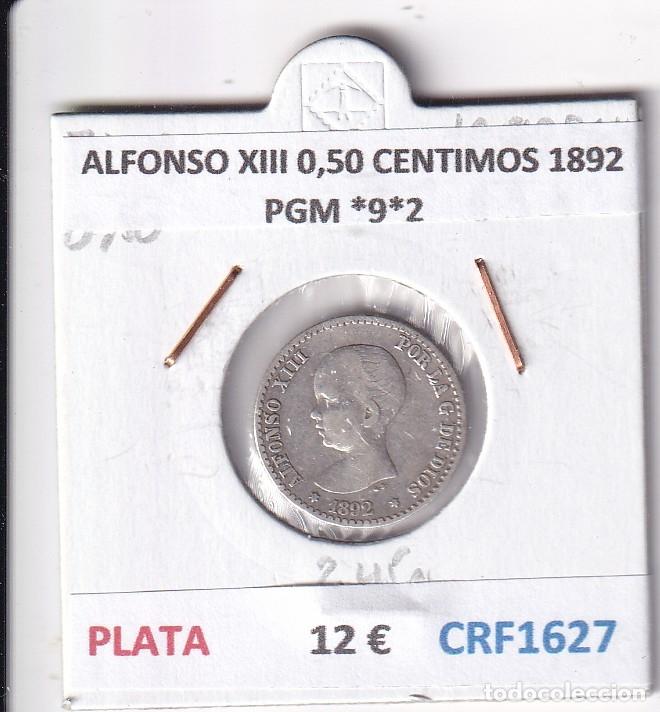 Monedas de Espa&ntilde;a: CRF1627 MONEDA ESPA&Ntilde;A ALFONSO XIII 0,50 CENTIMOS 1892 PGM *9*2 PLATA