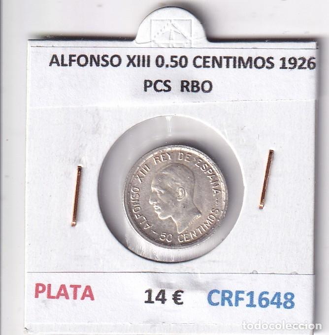 Monedas de Espa&ntilde;a: CRF1648 MONEDA ESPA&Ntilde;A ALFONSO XIII 0,50 CENTIMOS 1926 PCS PLATA RESTOS BRILLO ORIGINAL
