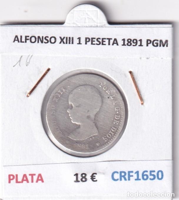 Monedas de Espa&ntilde;a: CRF1650 MONEDA ESPA&Ntilde;A ALFONSO XIII 1 PESETA 1891 PGM PLATA