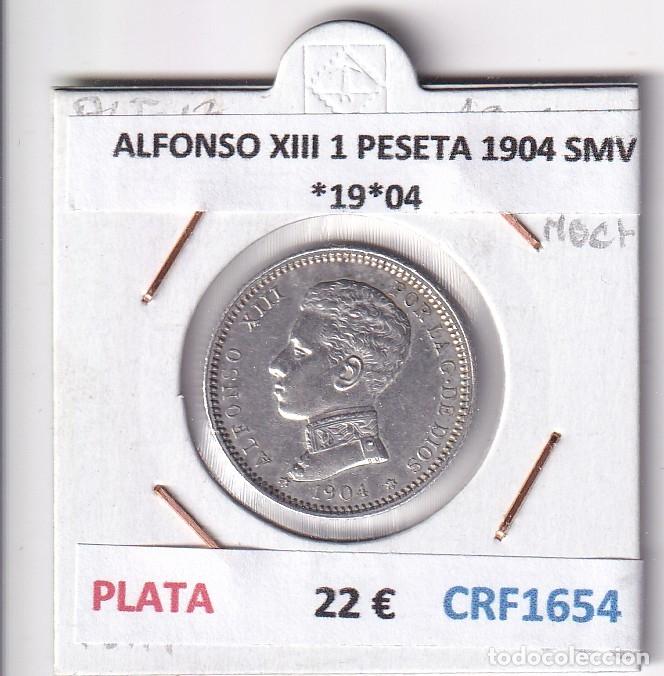 Monedas de Espa&ntilde;a: CRF1654 MONEDA ESPA&Ntilde;A ALFONSO XIII 1 PESETA 1904 SMV *19*04 PLATA