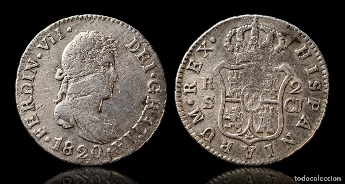 Monedas de Espa&ntilde;a: Espa&ntilde;a Fernando VII - 2 Reales 1820 CJ Sevilla Km 460.3 Plata