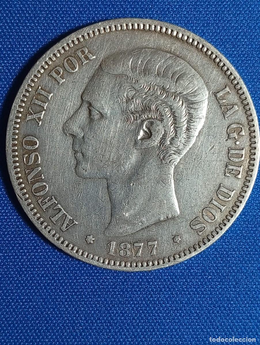 Monedas de Espa&ntilde;a: Moneda plata 5 ptas. Alfonso XII 1877