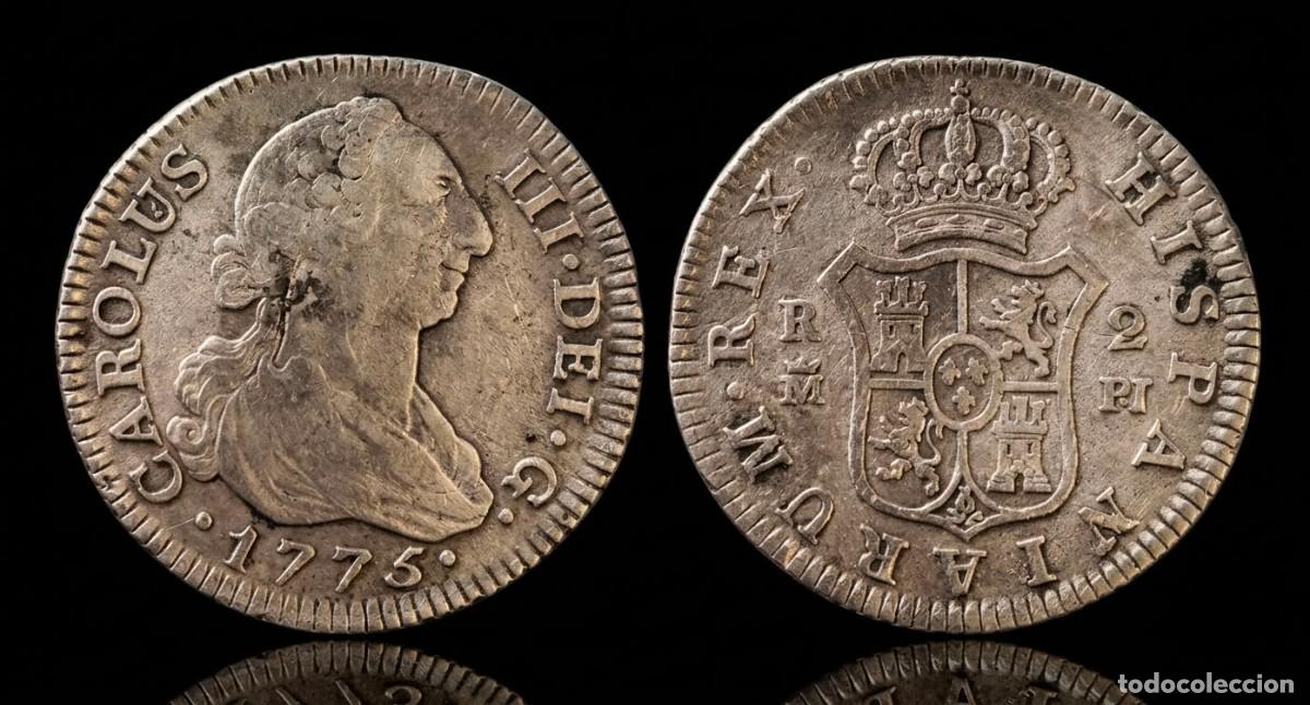 Monedas de Espa&ntilde;a: Espa&ntilde;a Carlos III - 2 Reales 1775 PJ Madrid Km 412.1 Plata
