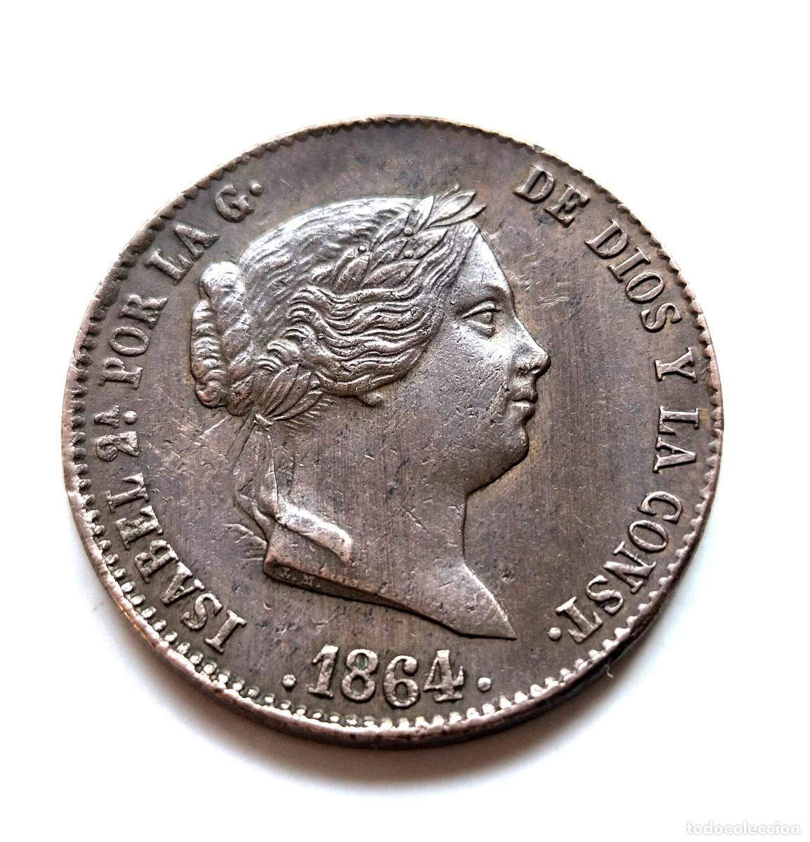 Monedas de Espa&ntilde;a: ISABEL 2&ordf; SEGOVIA. 25 CENTIMOS DE REAL 1864