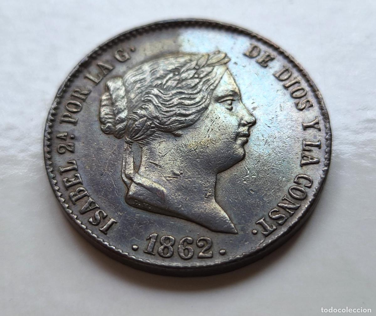 Monedas de Espa&ntilde;a: ISABEL 2&ordf; SEGOVIA. 25 CENTIMOS DE REAL 1862 - Foto 2