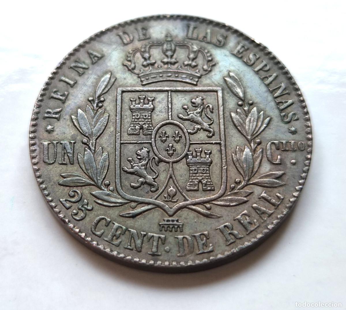 Monedas de Espa&ntilde;a: ISABEL 2&ordf; SEGOVIA. 25 CENTIMOS DE REAL 1862 - Foto 3
