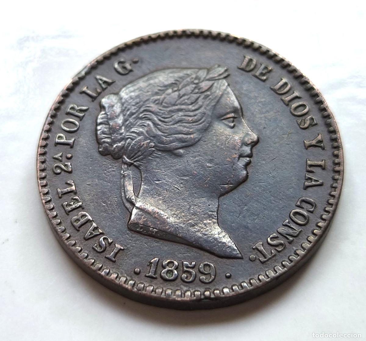 Monedas de Espa&ntilde;a: ISABEL 2&ordf; SEGOVIA. 10 CENTIMOS DE REAL 1859 - Foto 2