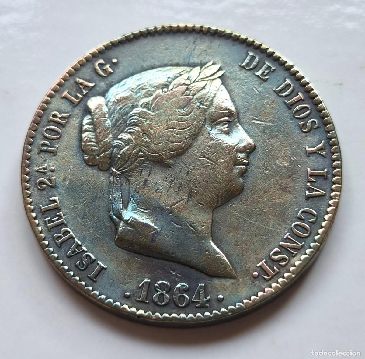 Monedas de Espa&ntilde;a: ISABEL 2&ordf; BARCELONA. 25 CENTIMOS DE REAL 1864
