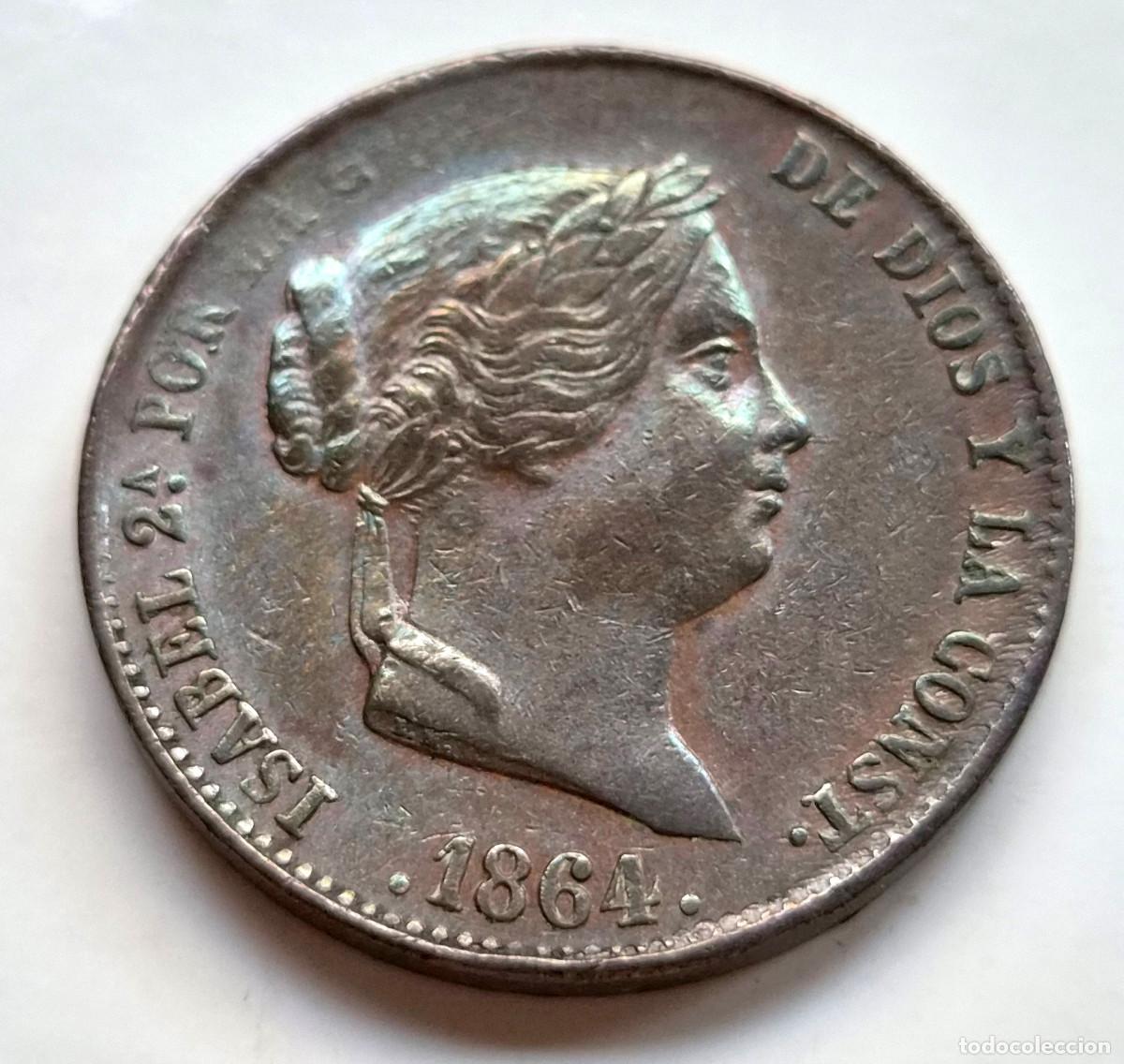 Monedas de Espa&ntilde;a: ISABEL 2&ordf; SEGOVIA. 25 CENTIMOS DE REAL 1864