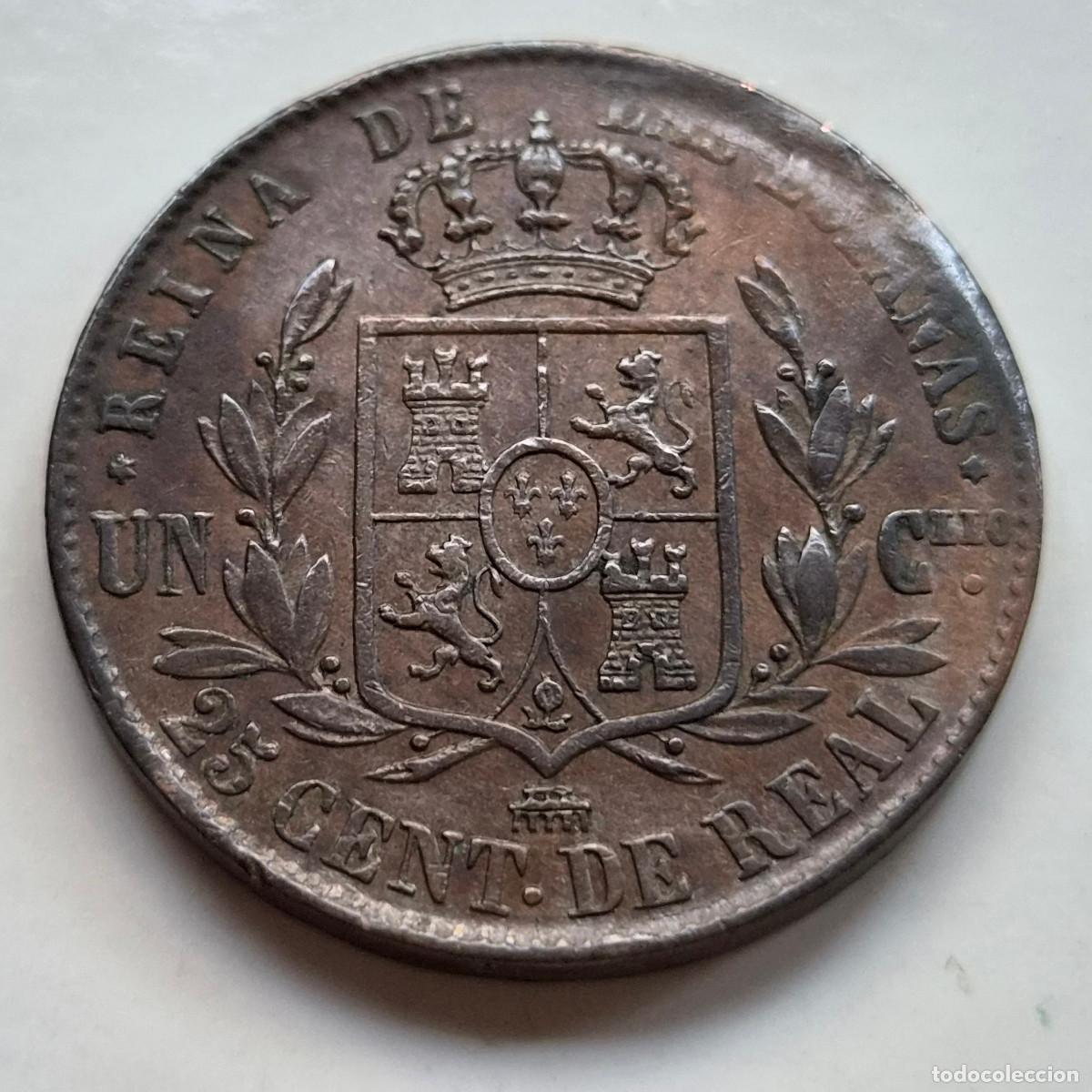 Monedas de Espa&ntilde;a: ISABEL 2&ordf; SEGOVIA. 25 CENTIMOS DE REAL 1864 - Foto 3