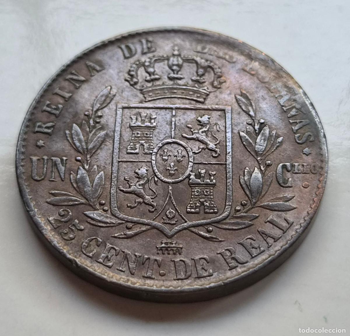 Monedas de Espa&ntilde;a: ISABEL 2&ordf; SEGOVIA. 25 CENTIMOS DE REAL 1864 - Foto 4