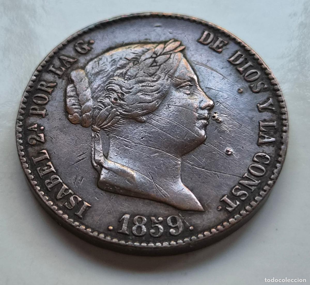 Monedas de Espa&ntilde;a: ISABEL 2&ordf; SEGOVIA. 25 CENTIMOS DE REAL 1859 - Foto 2