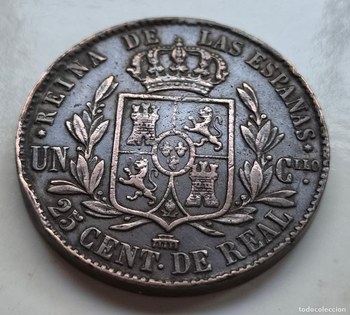 Monedas de Espa&ntilde;a: ISABEL 2&ordf; SEGOVIA. 25 CENTIMOS DE REAL 1859 - Foto 4