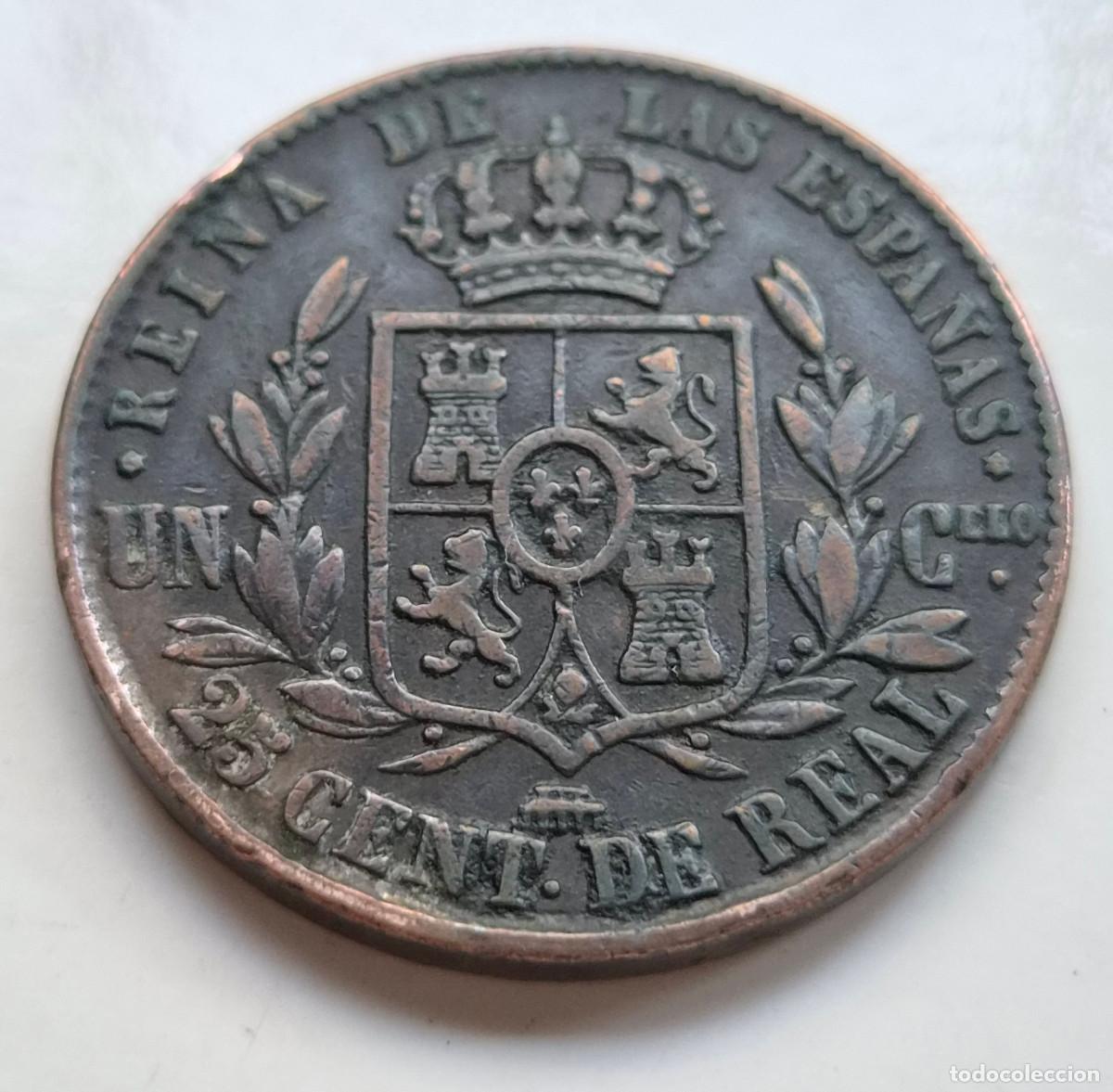 Monedas de Espa&ntilde;a: ISABEL 2&ordf; SEGOVIA. 25 CENTIMOS DE REAL 1860 - Foto 2