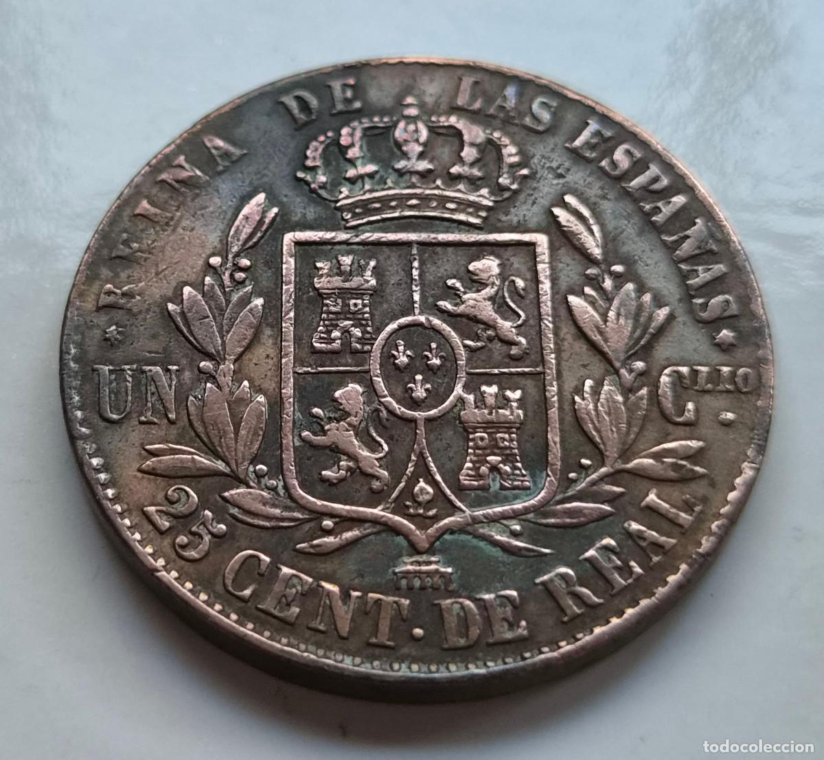 Monedas de Espa&ntilde;a: ISABEL 2&ordf; SEGOVIA. 25 CENTIMOS DE REAL 1862 - Foto 2