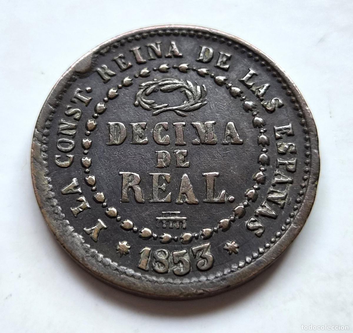Monedas de Espa&ntilde;a: ISABEL 2&ordf; SEGOVIA. DECIMA DE REAL. 1853