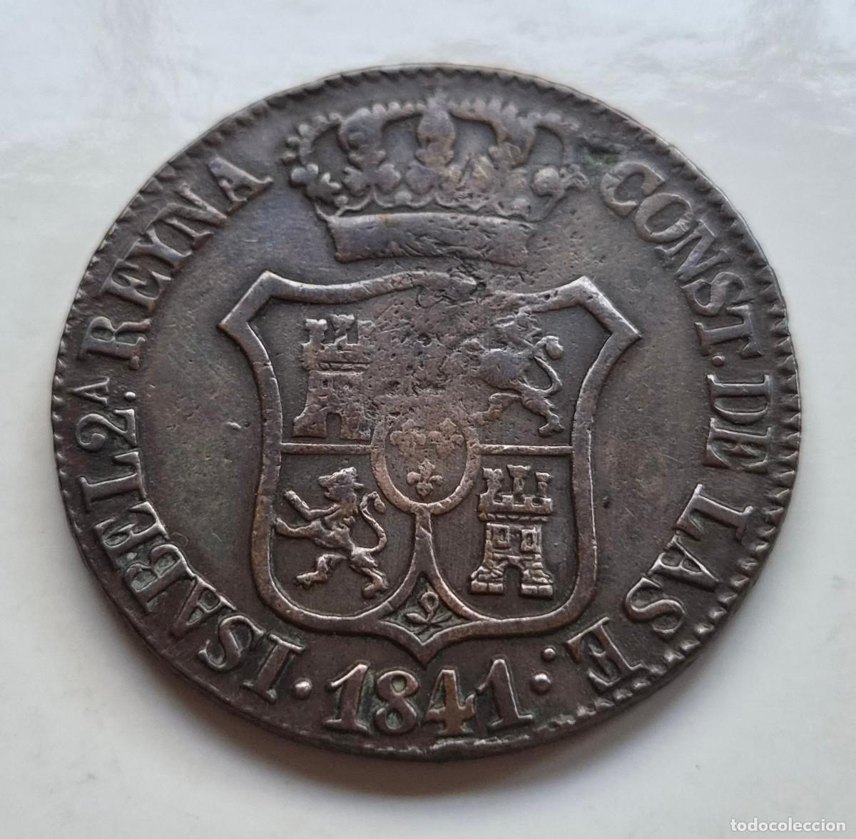 Monedas de Espa&ntilde;a: ISABEL 2&ordf; CATALU&Ntilde;A. 6 CUARTOS 1841 - Foto 2