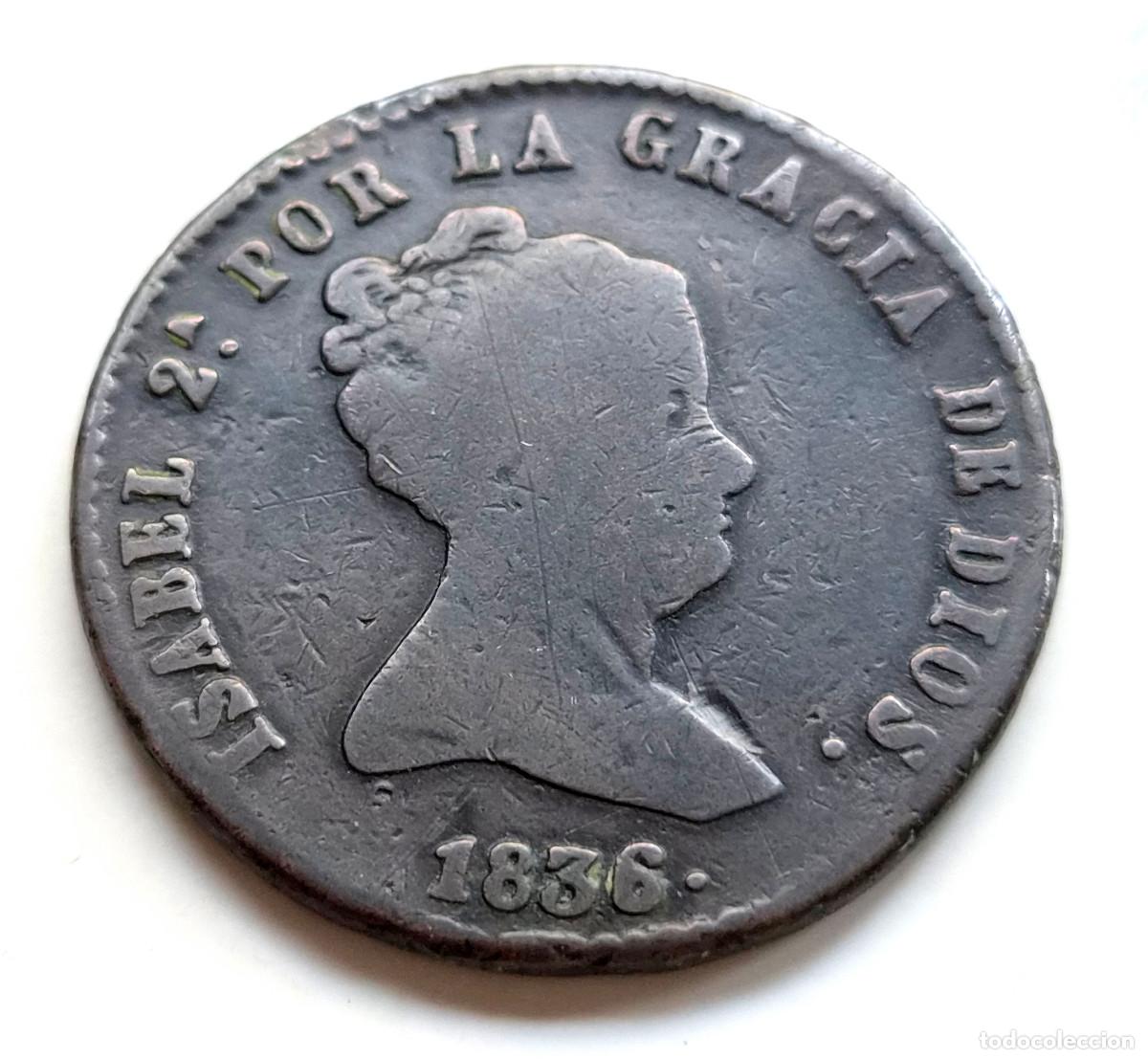 Monedas de Espa&ntilde;a: ISABEL 2&ordf; SEGOVIA 8 MARAVEDIS 1836