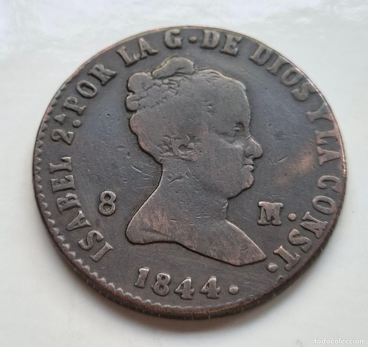 Monedas de Espa&ntilde;a: ISABEL 2&ordf; SEGOVIA 8 MARAVEDIS 1844