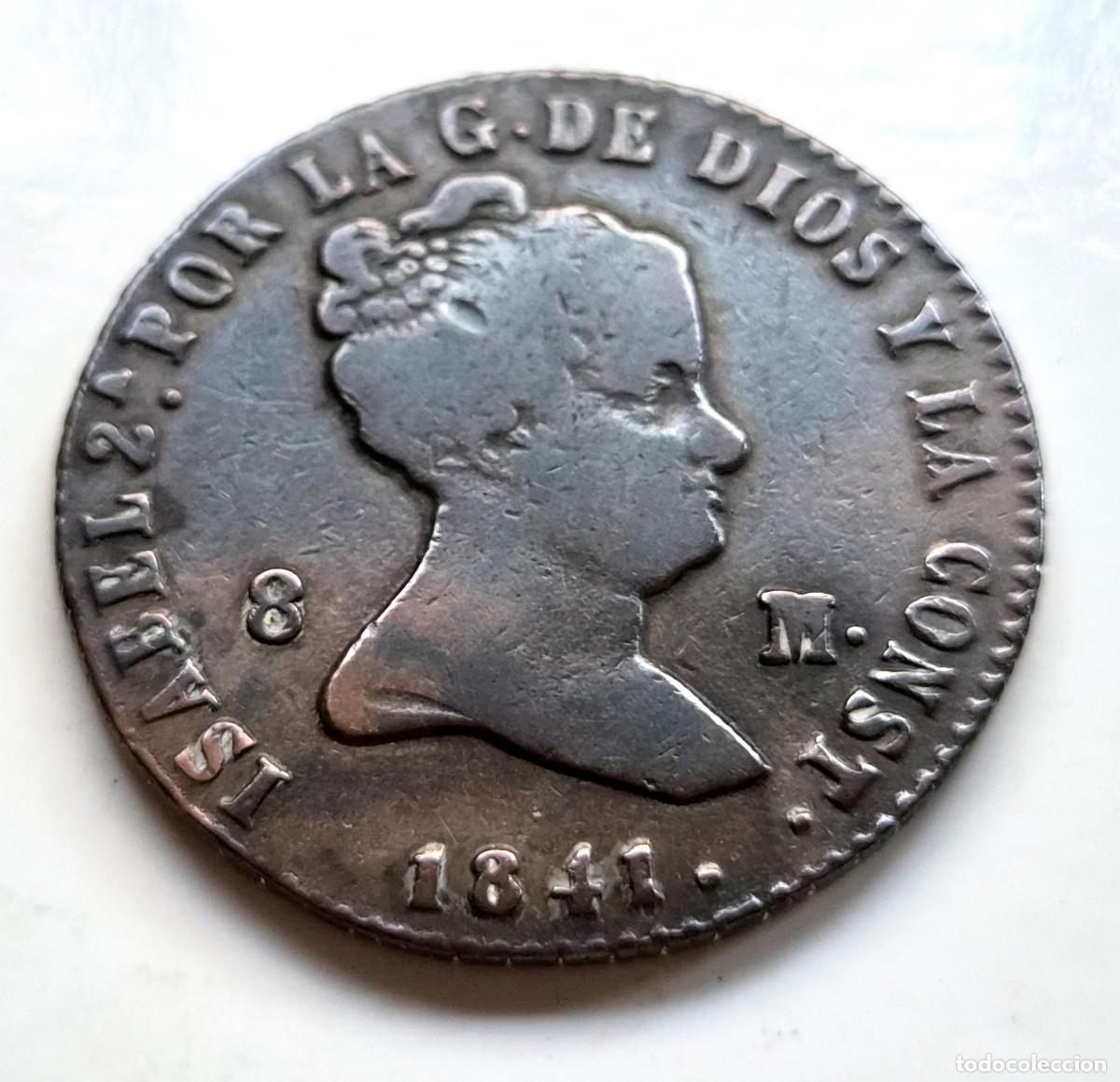 Monedas de Espa&ntilde;a: ISABEL 2&ordf; SEGOVIA 8 MARAVEDIS 1841