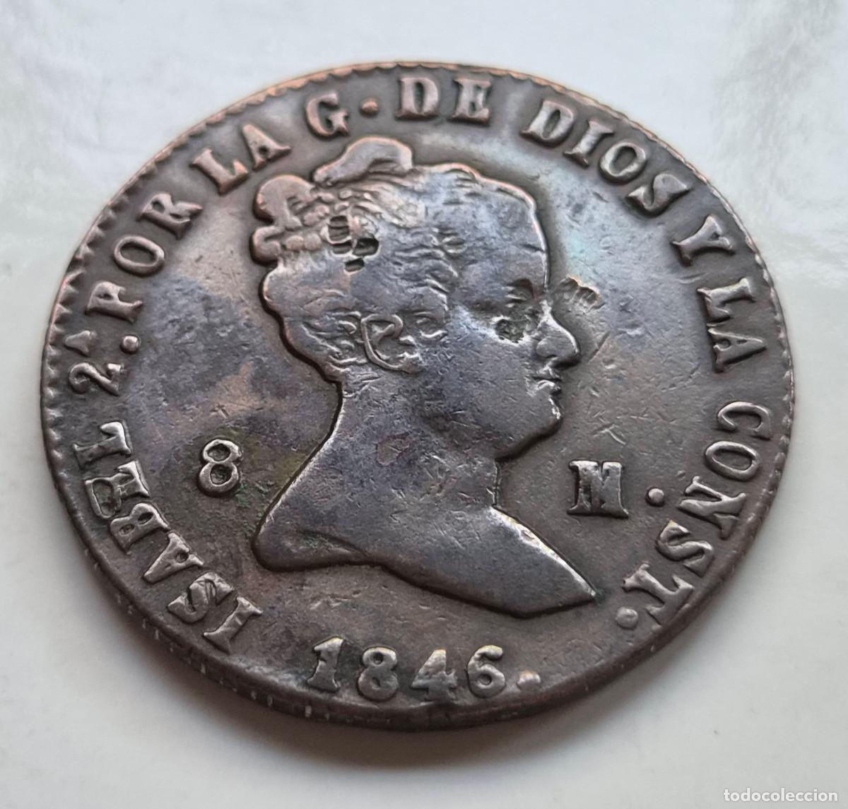 Monedas de Espa&ntilde;a: ISABEL 2&ordf; SEGOVIA 8 MARAVEDIS 1846