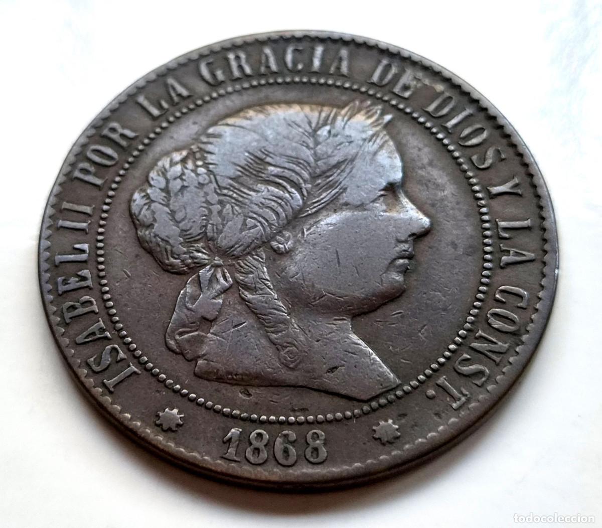 Monedas de Espa&ntilde;a: ISABEL 2&ordf; BARCELONA 1868 5 CENTIMOS DE ESCUDO
